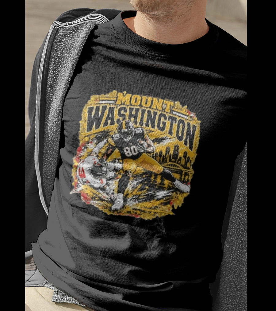 Mount Washington Pittsburgh Steelers 80 Football Distressed T-Shirt