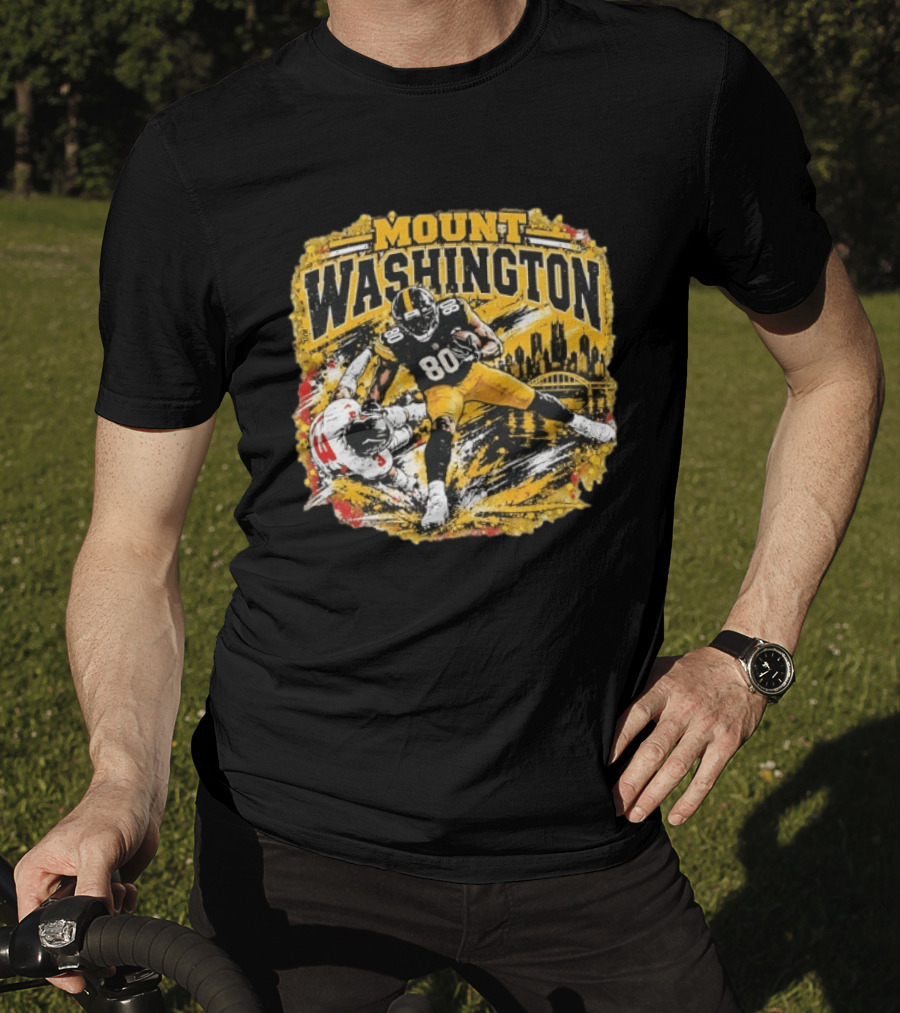 Mount Washington Pittsburgh Steelers 80 Football Distressed T-Shirt