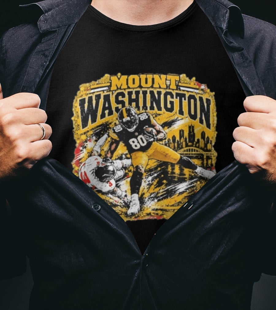 Mount Washington Pittsburgh Steelers 80 Football Distressed T-Shirt