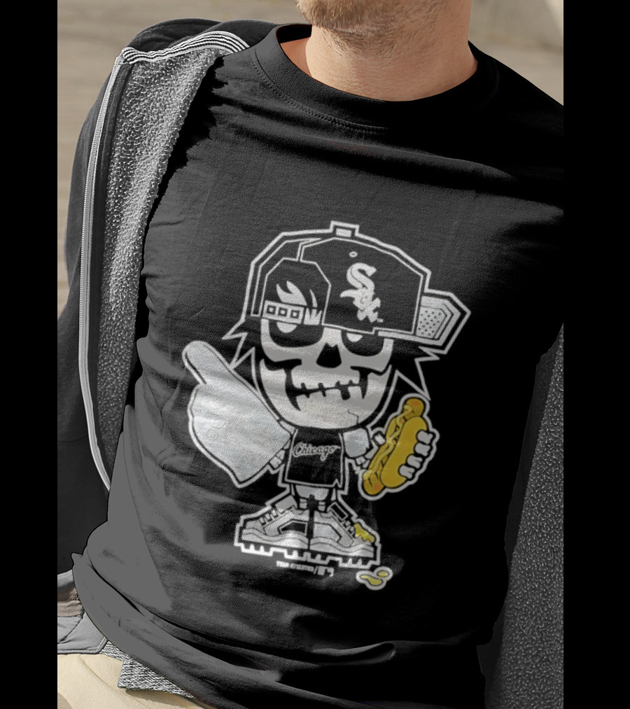 Chicago White Sox Skeleton No 1 Foam Finger Hot Dog Cap T-Shirt
