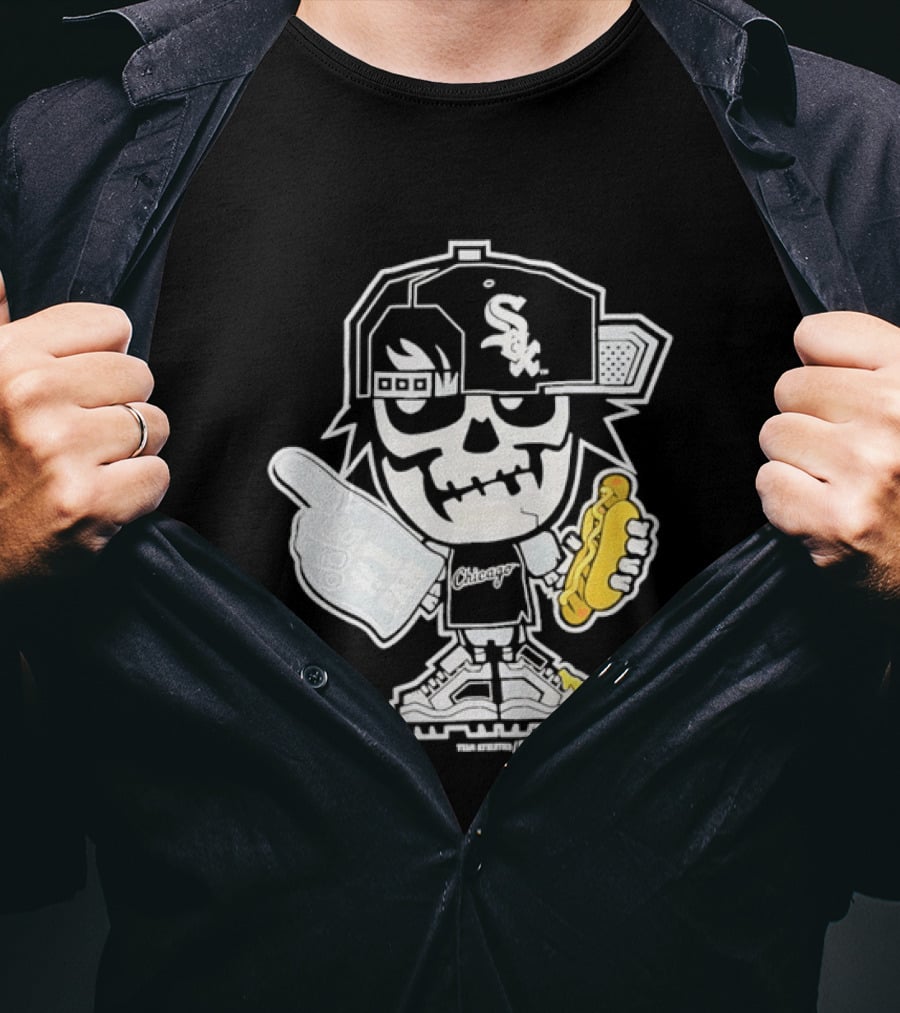 Chicago White Sox Skeleton No 1 Foam Finger Hot Dog Cap T-Shirt