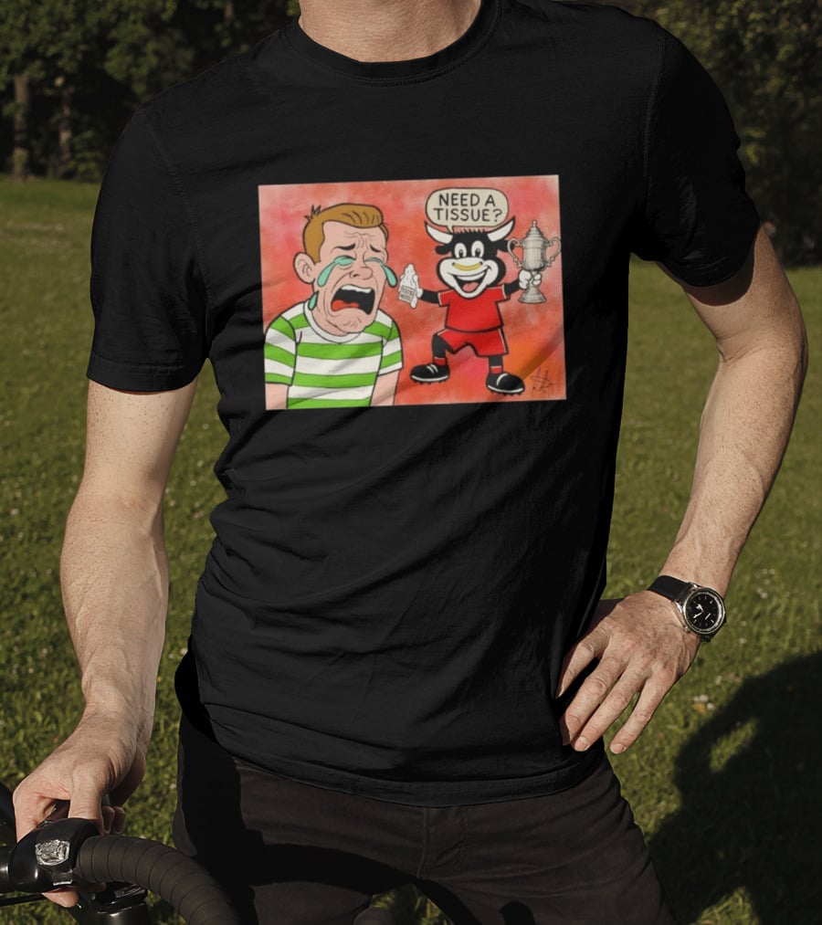 Need A Tissue Aberdeen FC Taunting Crying Celtic Cartoon Trophy T-Shirt