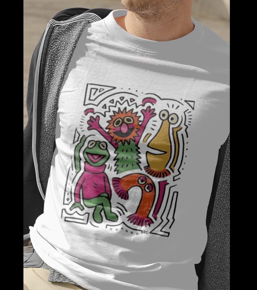 Kermit The Frog And Friends Keith Haring Collaboration Featuring Iconic Cartoon Characters T-Shirt