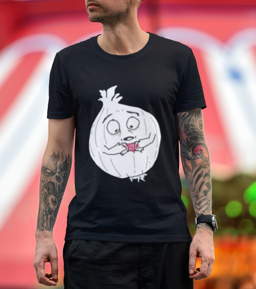 Crying Onion Cartoon Funny Vegetable Drawing T-Shirt