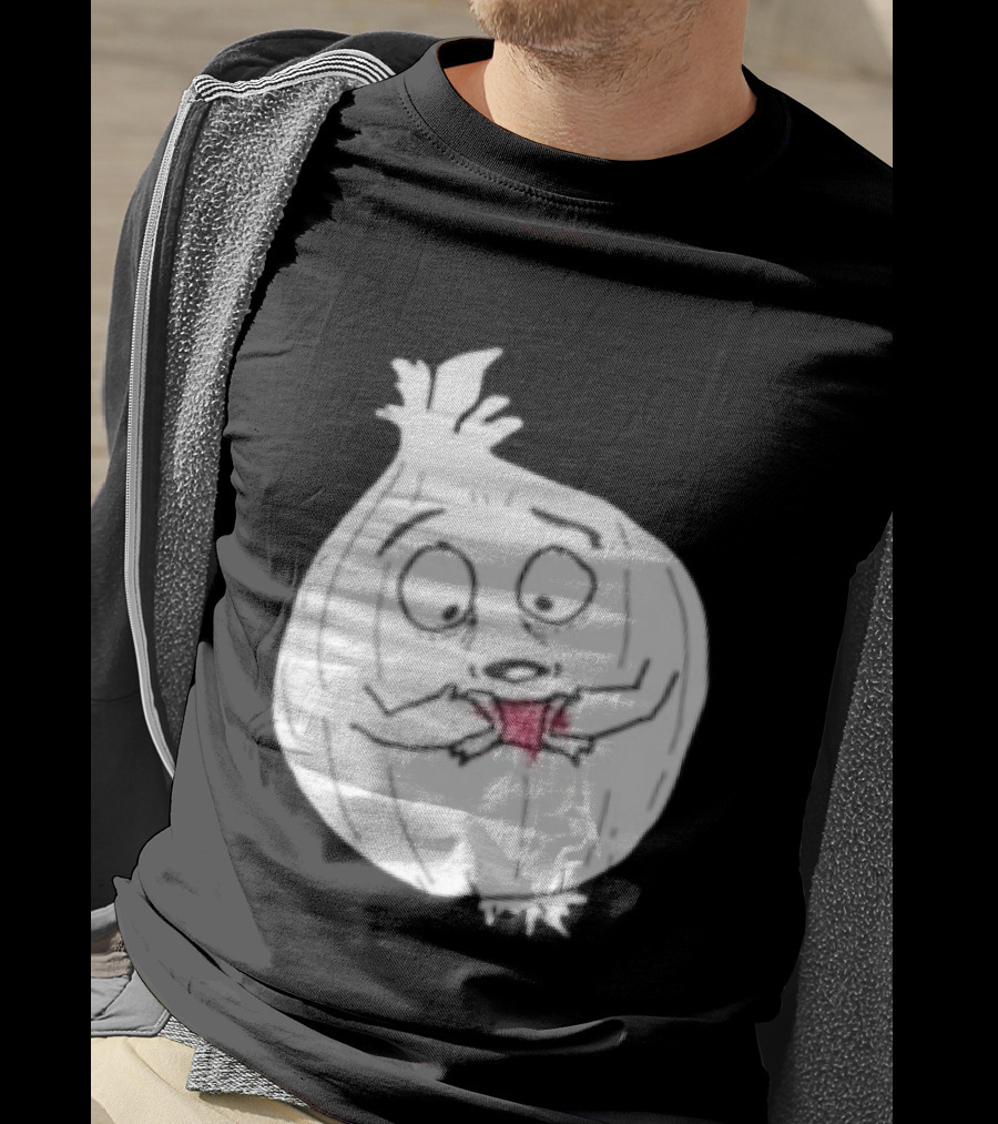 Crying Onion Cartoon Funny Vegetable Drawing T-Shirt