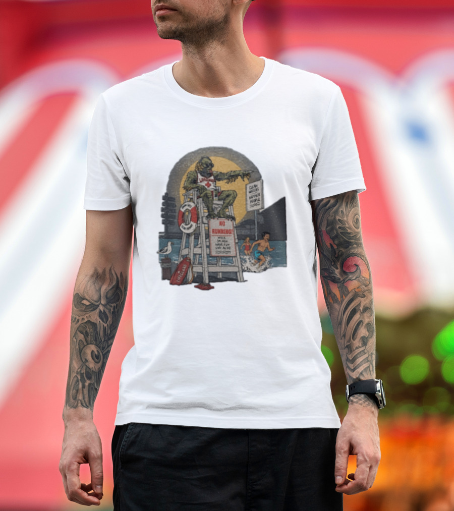 Lifeguard Creature No Running Walk Splash Stay Alive Clean Waters Happy People T-Shirt