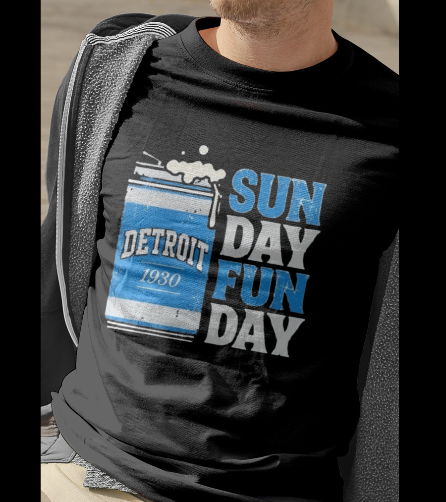 Detroit 1930 Beer Can Sun Day Fun Day Distressed T-Shirt