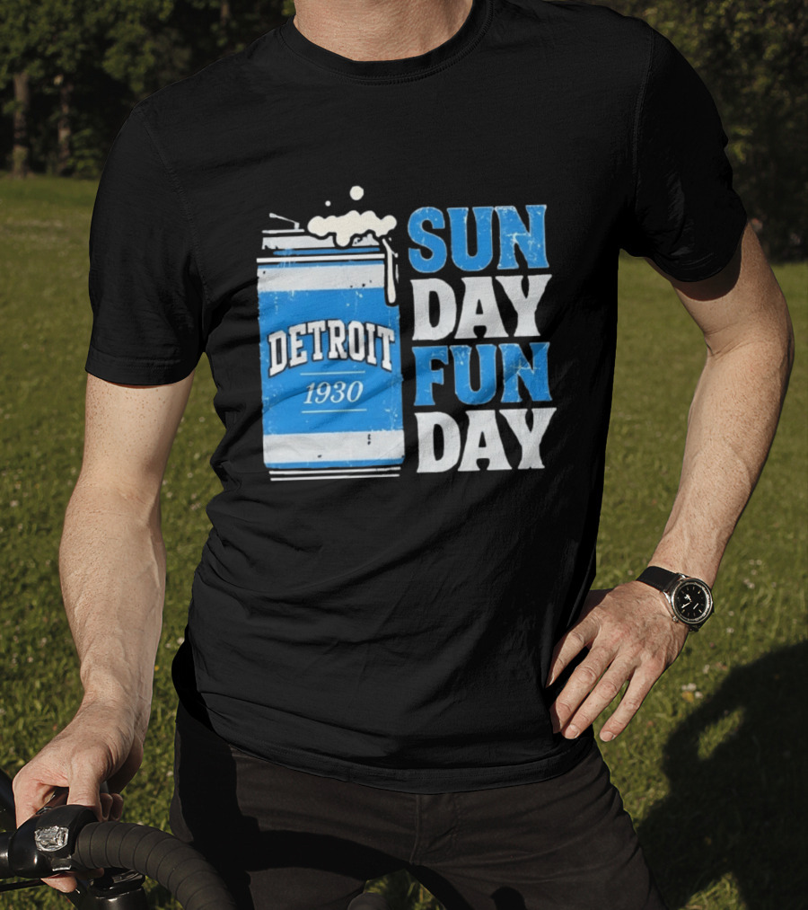 Detroit 1930 Beer Can Sun Day Fun Day Distressed T-Shirt
