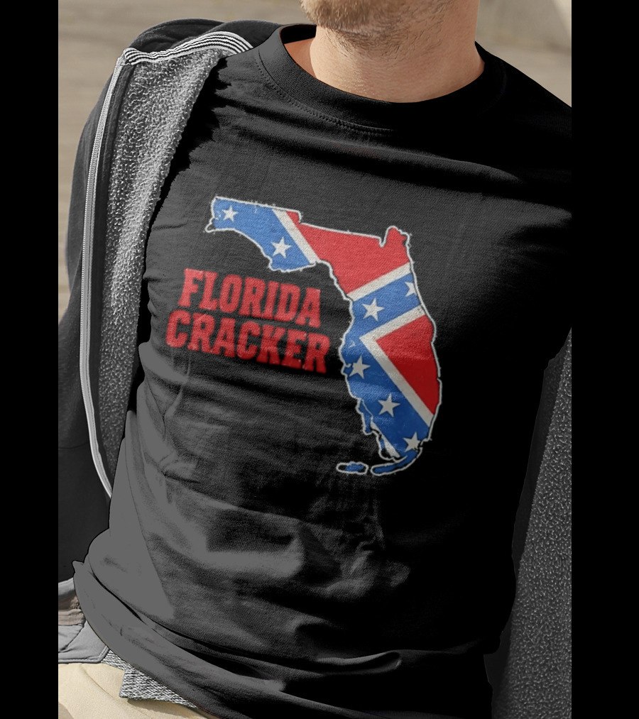 Florida Cracker Distressed Confederate Flag State Map Southern Pride T-Shirt