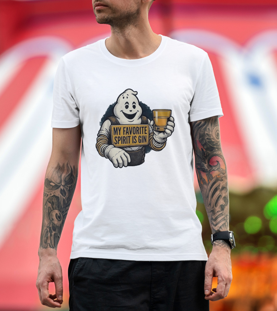 My Favorite Spirit Is Gin Ghost Character With Drink T-Shirt