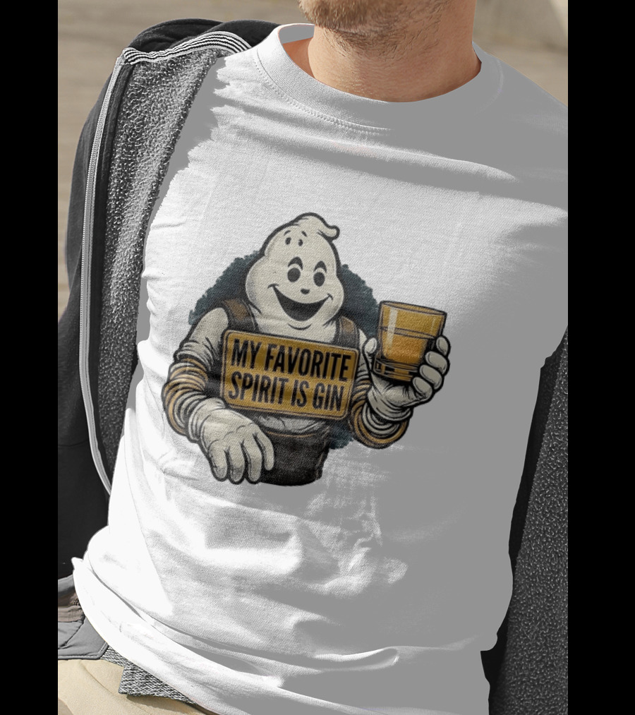 My Favorite Spirit Is Gin Ghost Character With Drink T-Shirt
