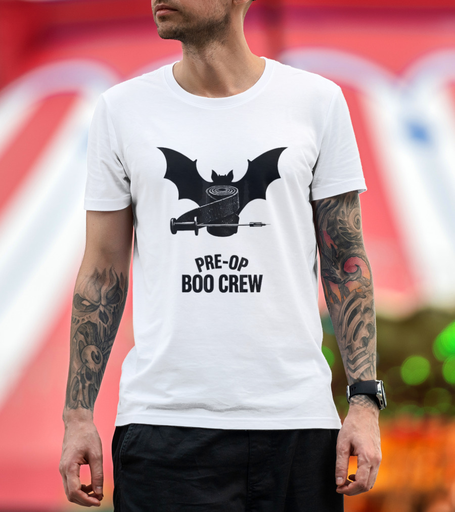 Halloween Pre Op Boo Crew Bat Syringe Nurse T-Shirt
