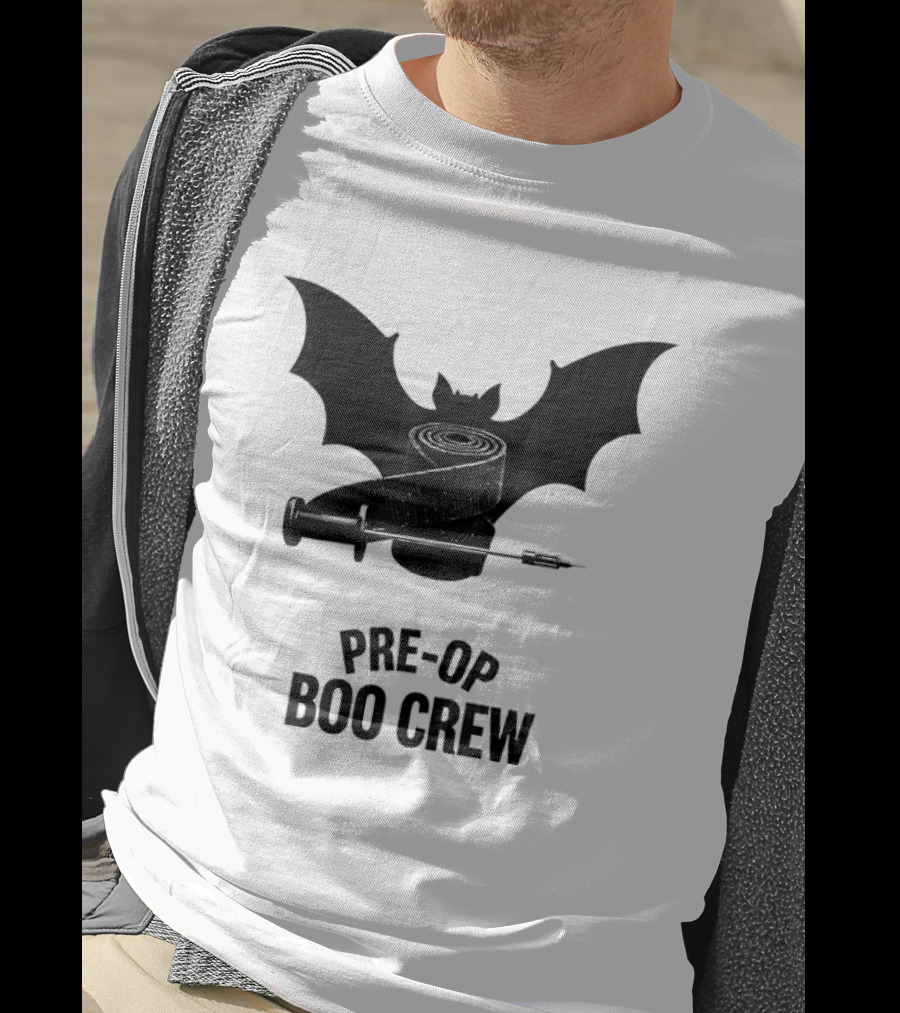Halloween Pre Op Boo Crew Bat Syringe Nurse T-Shirt