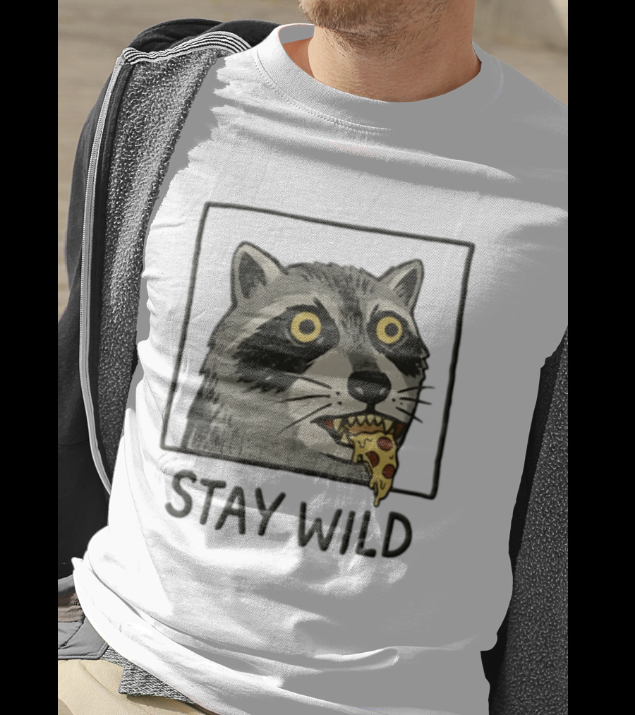 Raccoon Eating Pizza Stay Wild Meme T-Shirt