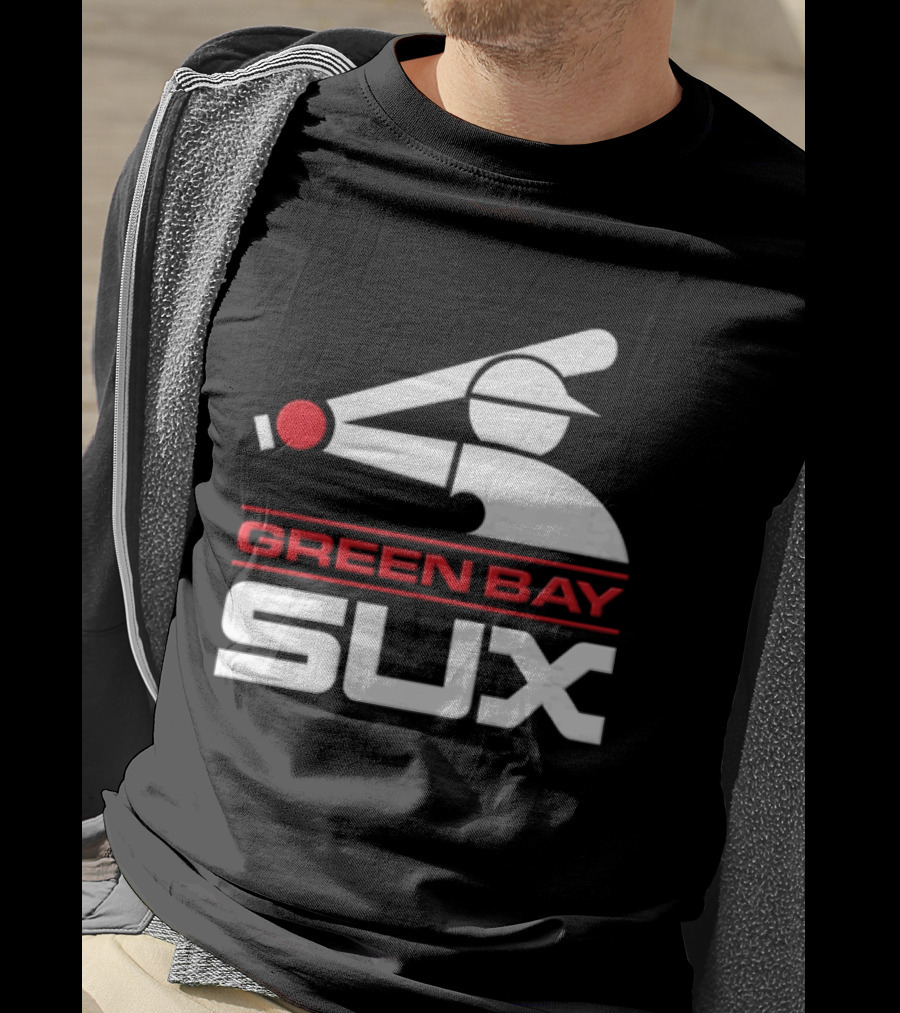 Green Bay Sux Chicago Political Baseball T-Shirt
