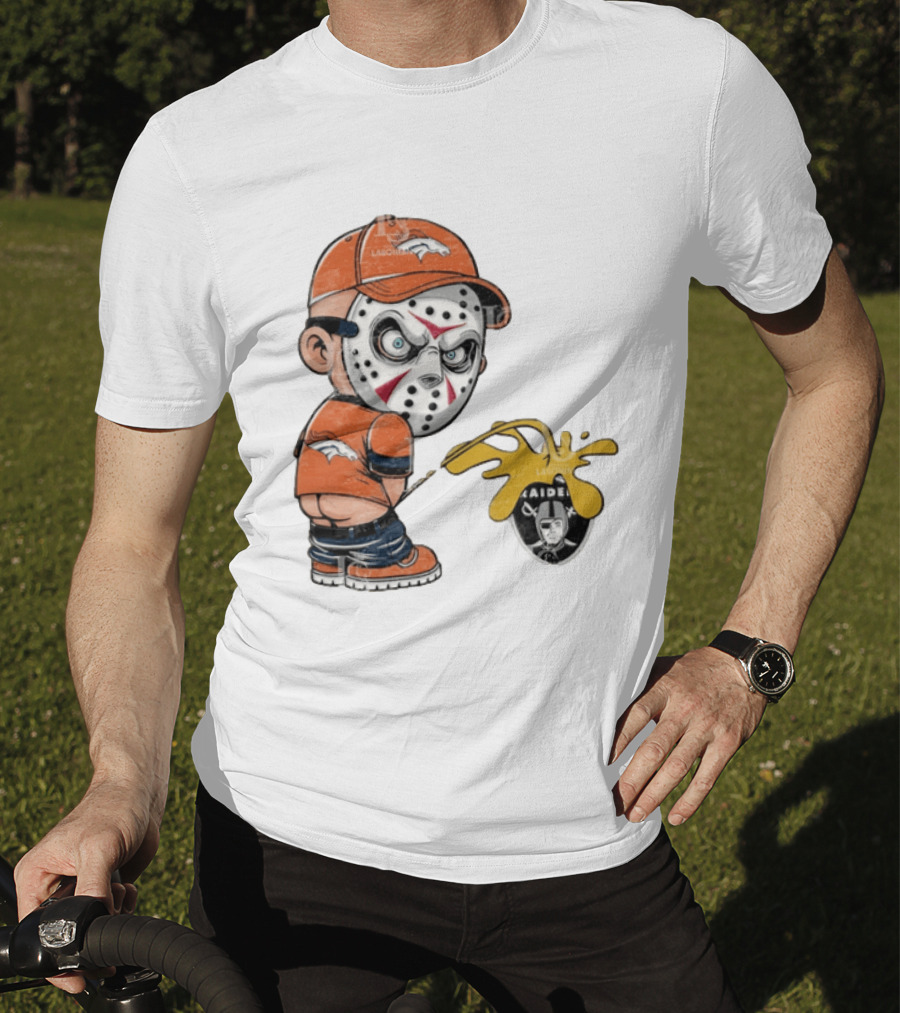 Denver Broncos Jason Voorhees Urinating On Las Vegas Raiders T-Shirt