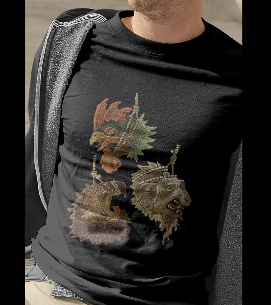 Three Severed Animal Heads With Nooses Vivid T-Shirt