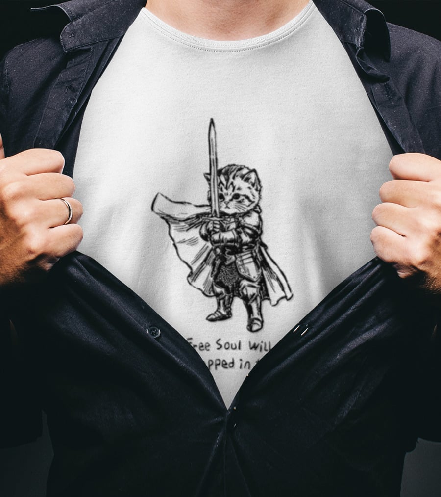 The Free Soul Will Never Be Trapped In Frames Raccoon Warrior T-Shirt