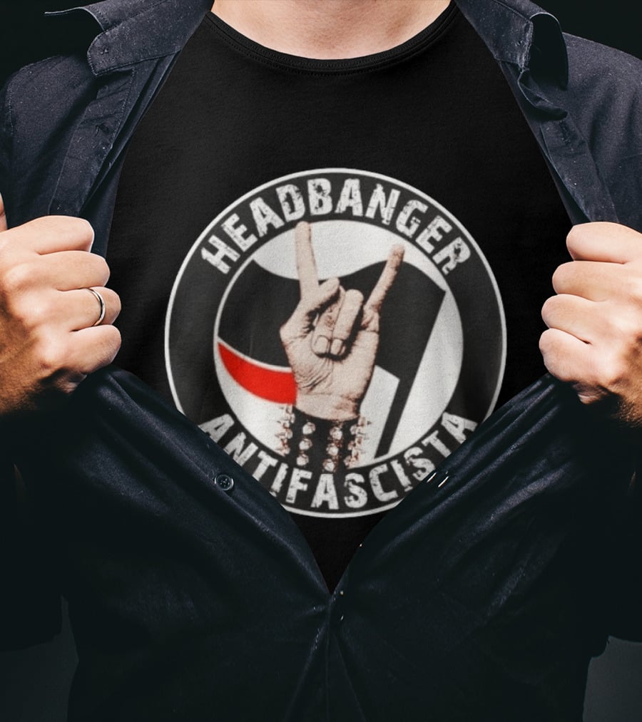 Headbanger Antifascista Antifa Heavy Metal Music T-Shirt