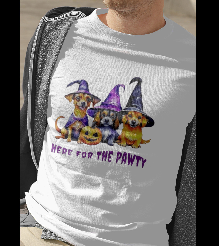 Halloween Witch Dogs Here For The Pawty T-Shirt