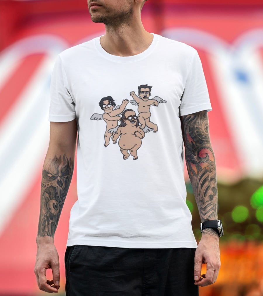 Wilford Brimley And Friends Cherub Angels Cartoon Character Trio T-Shirt