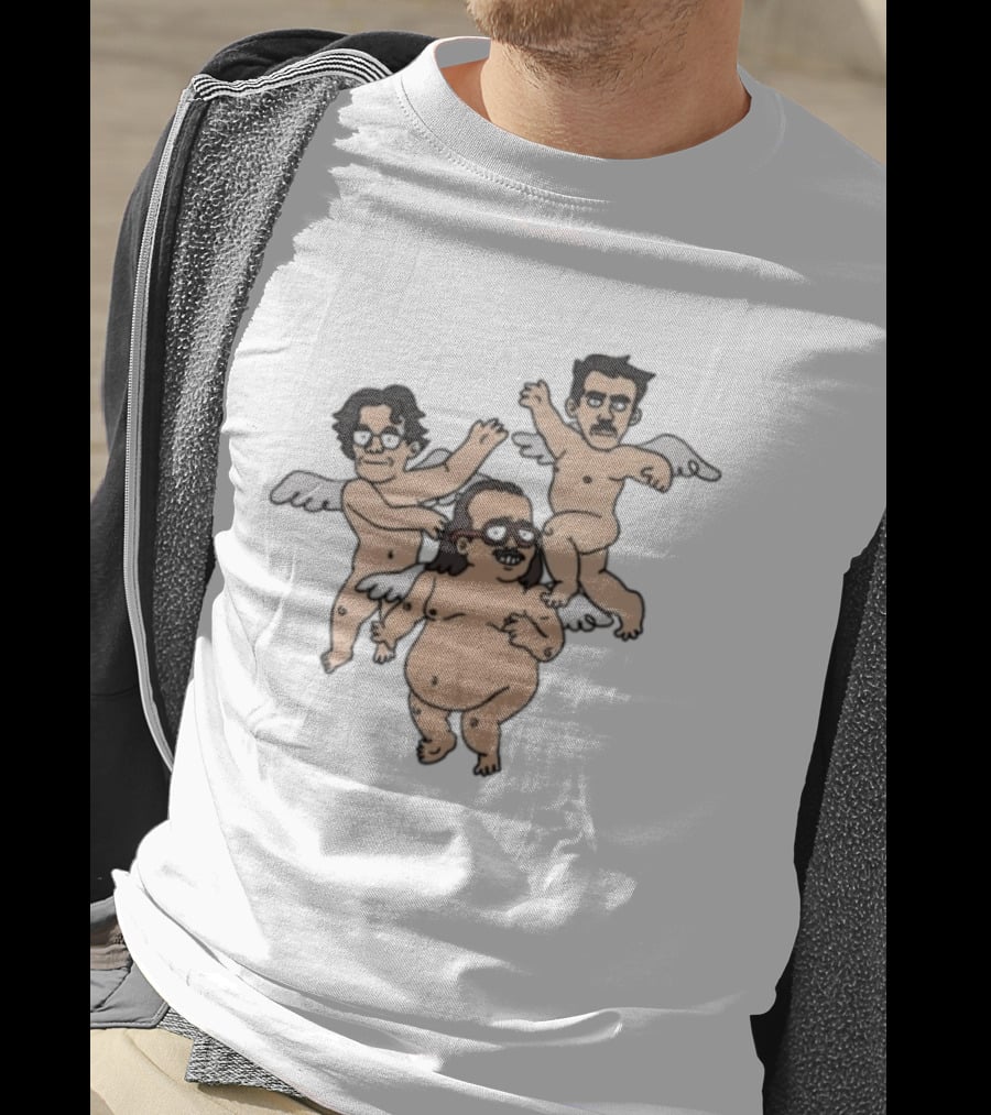 Wilford Brimley And Friends Cherub Angels Cartoon Character Trio T-Shirt