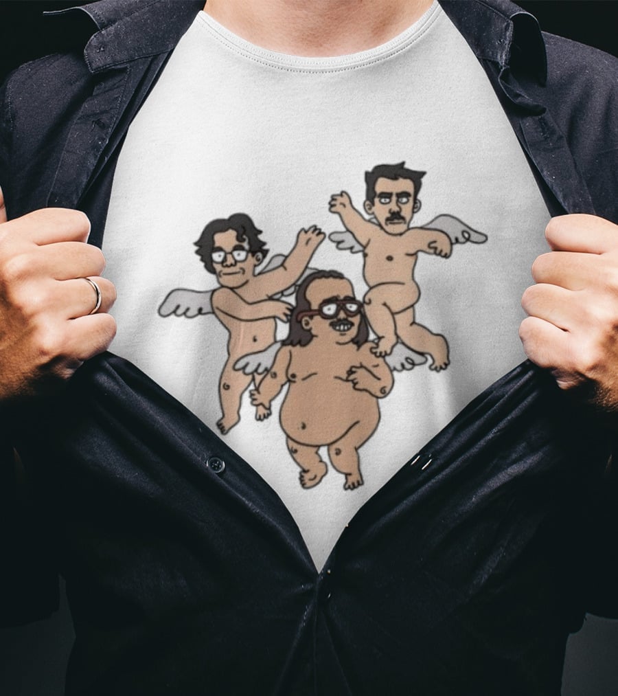 Wilford Brimley And Friends Cherub Angels Cartoon Character Trio T-Shirt