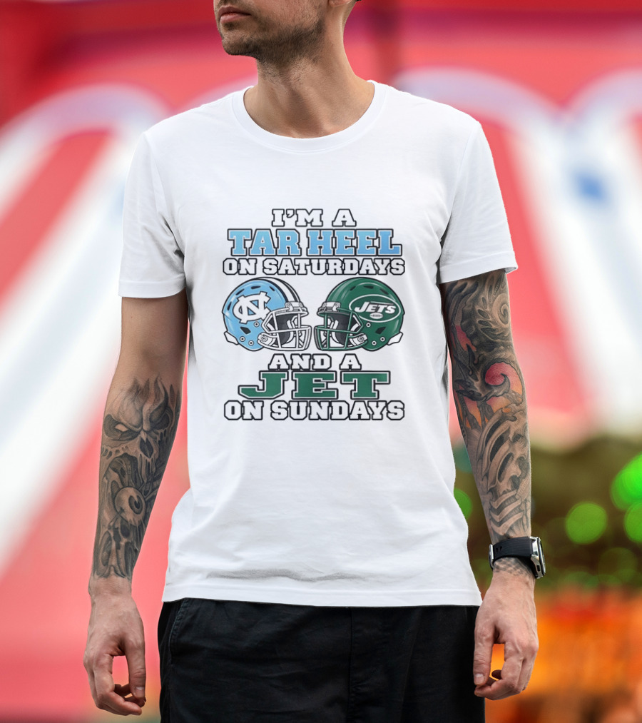 I'm A Tar Heel On Saturdays And A Jet On Sundays Football Helmets T-Shirt