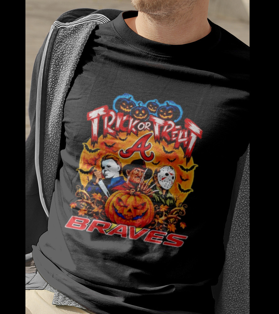 Atlanta Braves Trick Or Treat Halloween 2026 Horror Characters T-Shirt