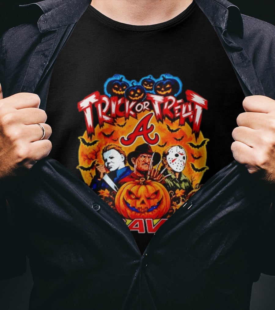 Atlanta Braves Trick Or Treat Halloween 2026 Horror Characters T-Shirt
