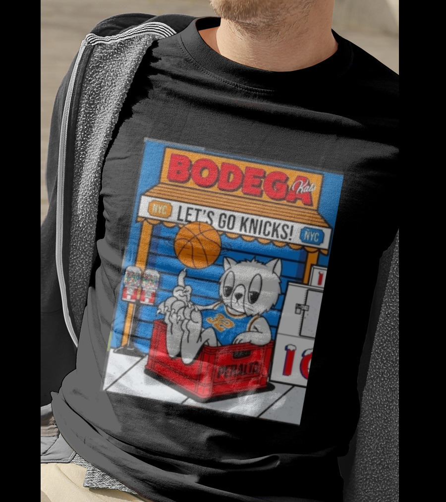 Bodega Kats NYC Let's Go Knicks No 32 Peralta Cat T-Shirt