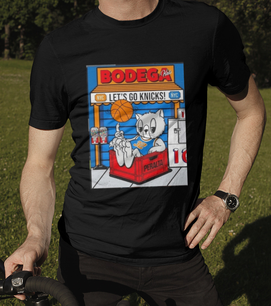 Bodega Kats NYC Let's Go Knicks No 32 Peralta Cat T-Shirt