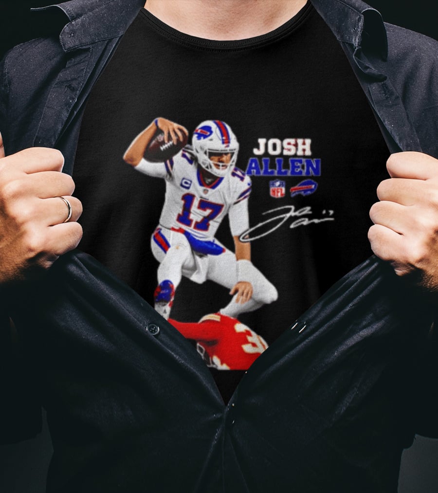 Buffalo Bills Josh Allen NFL Action 17 Signature T-Shirt