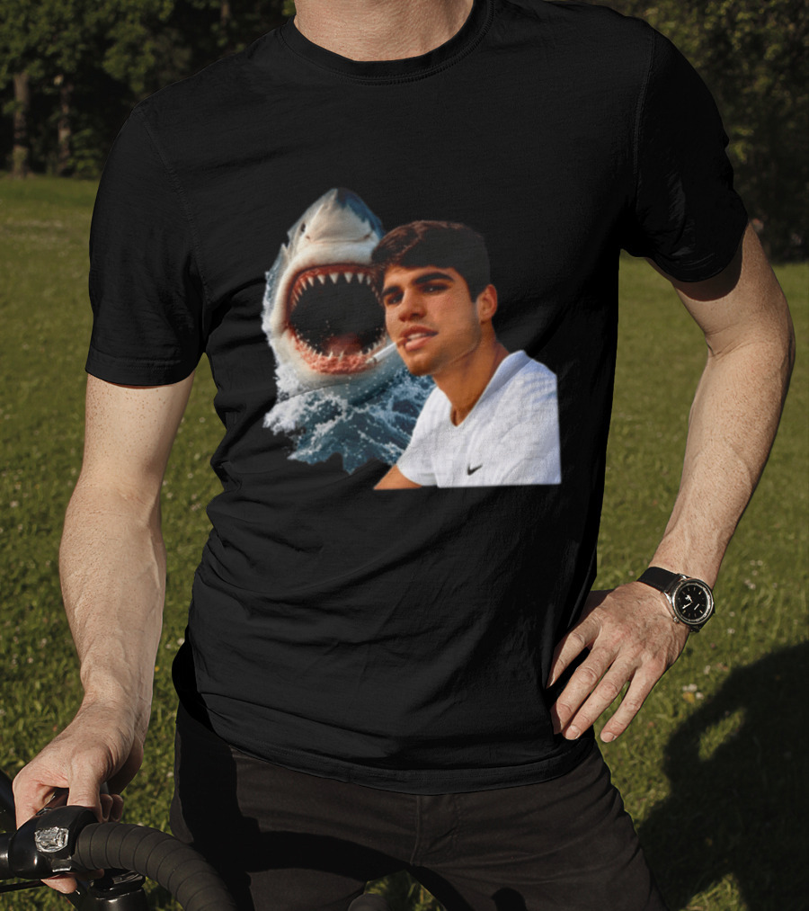 Carlos Alcaraz Smoking Shark Meme T-Shirt