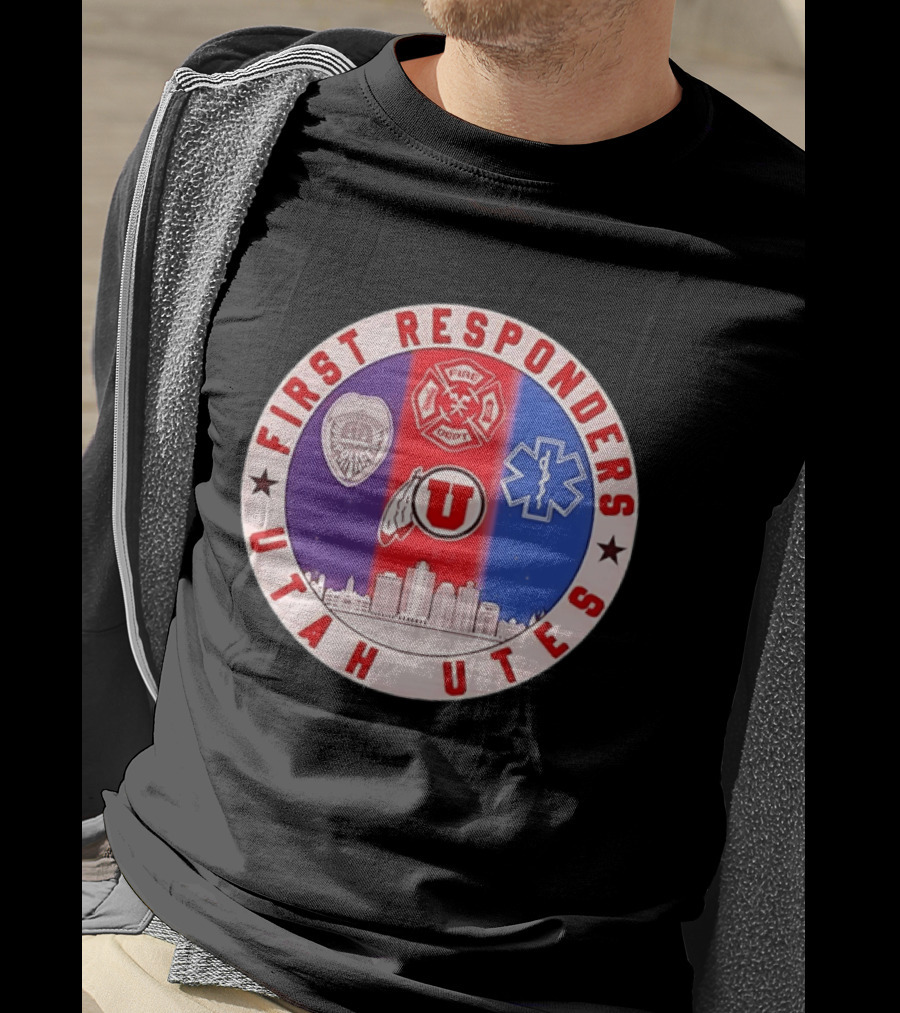 Utah Utes First Responders Police Fire EMT Skyline T-Shirt