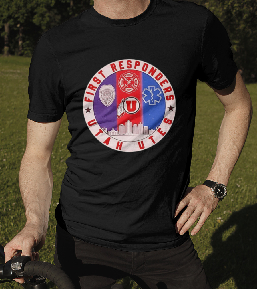 Utah Utes First Responders Police Fire EMT Skyline T-Shirt