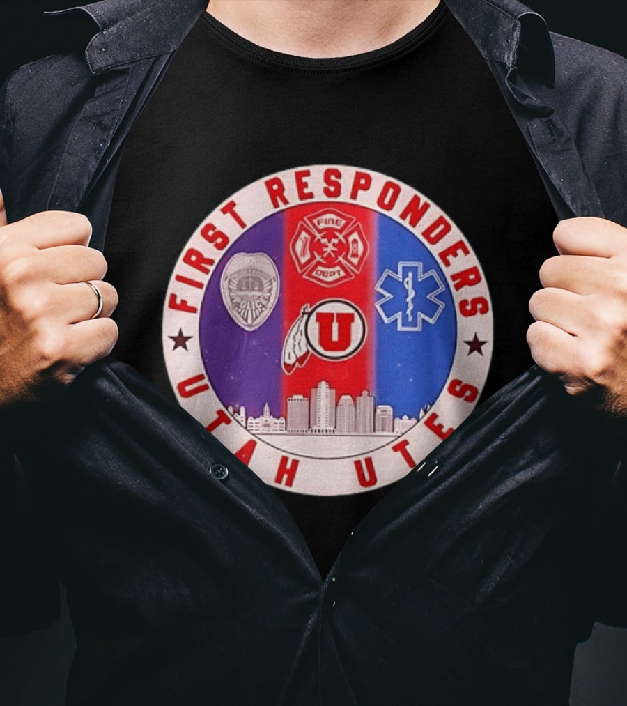 Utah Utes First Responders Police Fire EMT Skyline T-Shirt
