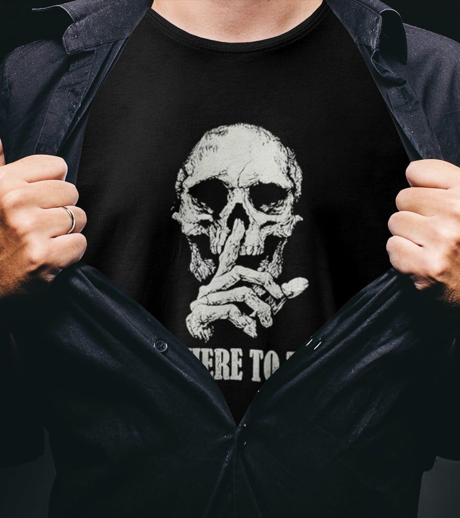 Distressed Skull Not Here To Talk Skeleton Silence Gesture T-Shirt