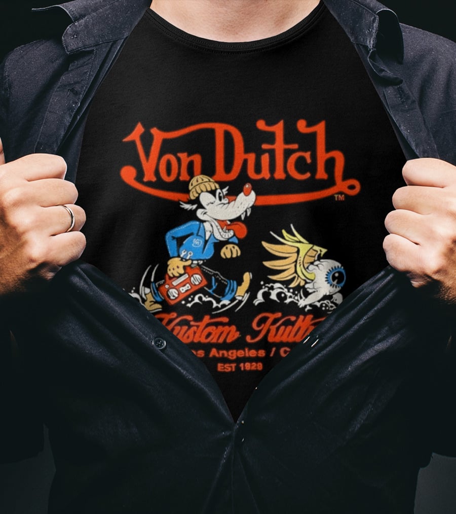 Von Dutch Kustom Kulture Los Angeles CA EST 1929 Animation T-Shirt