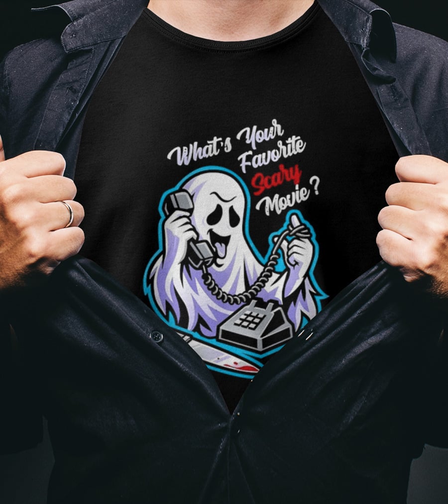 What's Your Favorite Scary Movie Ghost Scream Knife Phone T-Shirt