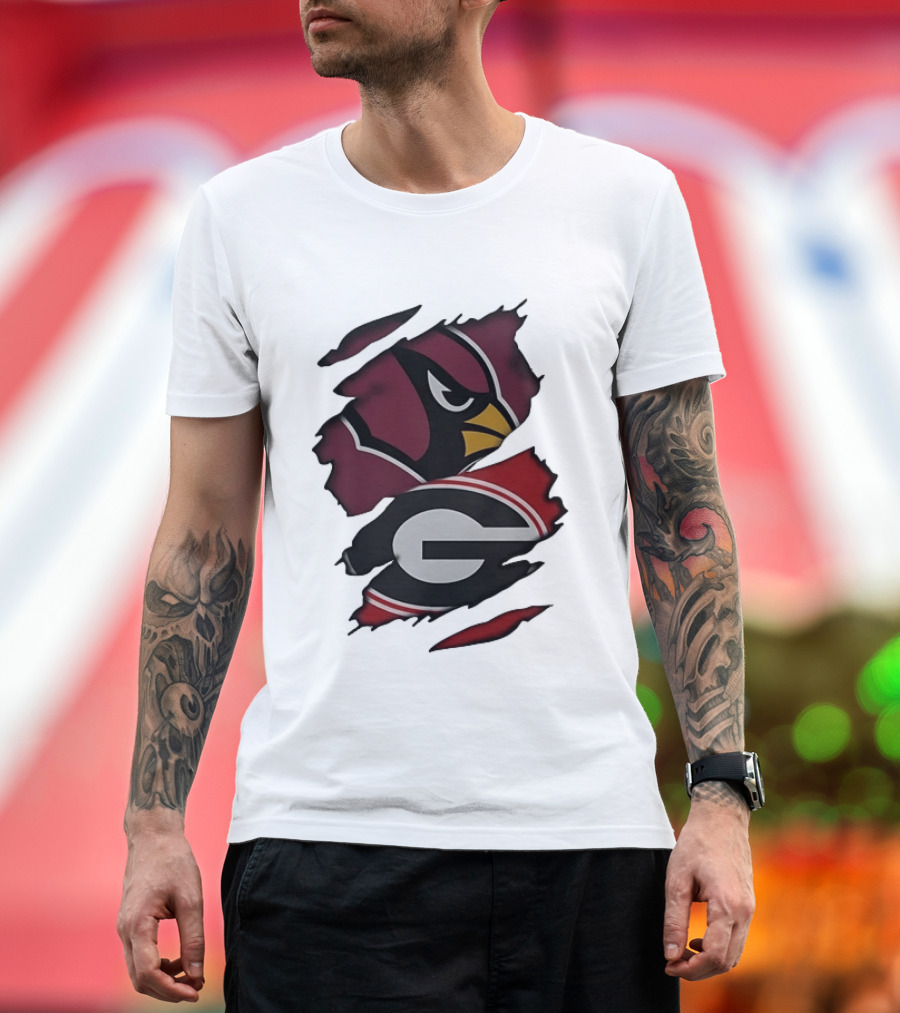 Arizona Cardinals Georgia Bulldogs Ripped Effect T-Shirt