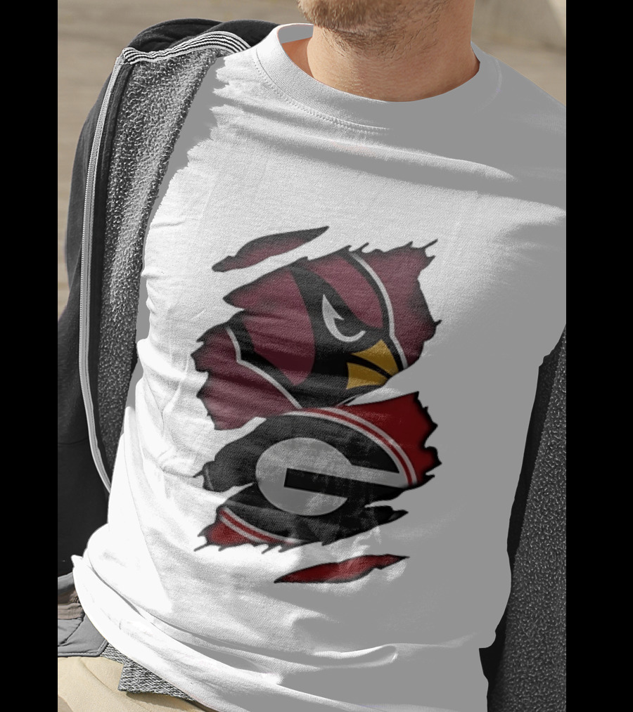 Arizona Cardinals Georgia Bulldogs Ripped Effect T-Shirt