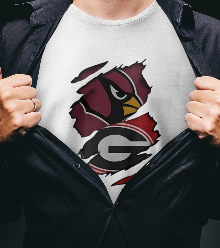 Arizona Cardinals Georgia Bulldogs Ripped Effect T-Shirt