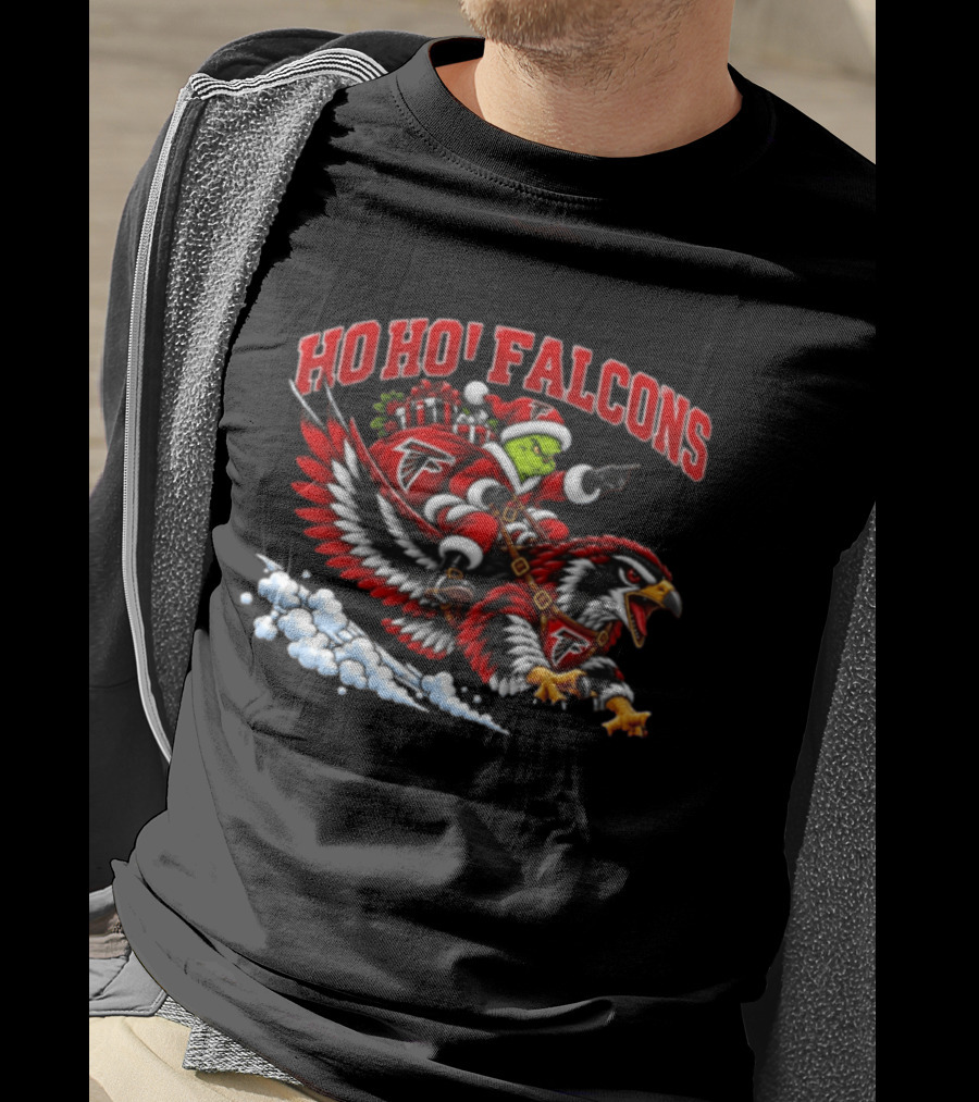 Ho Ho Falcons Grinch Santa Atlanta Christmas Football T-Shirt