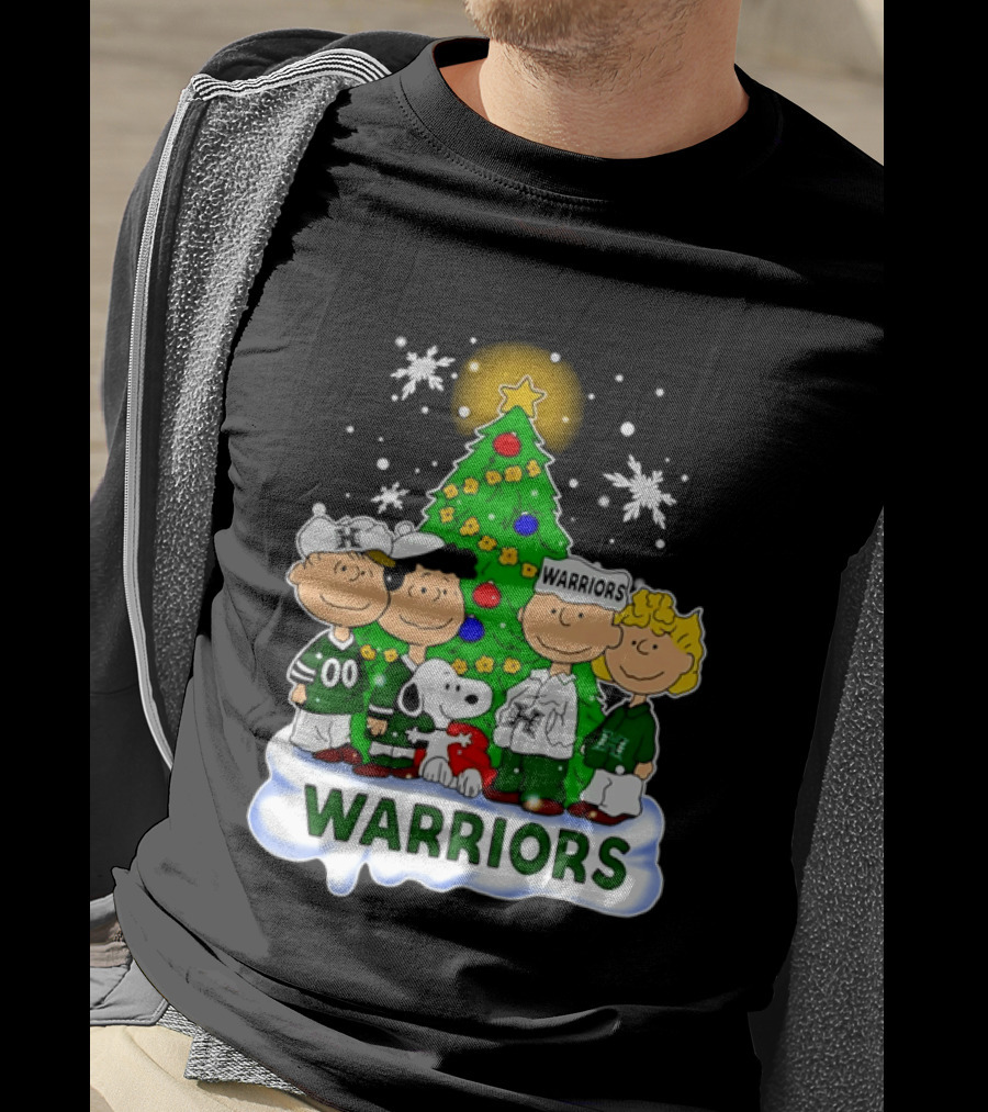 Peanuts Characters Hawaii Warriors Christmas Tree Snoopy Charlie Brown Holiday Snowflakes T-Shirt