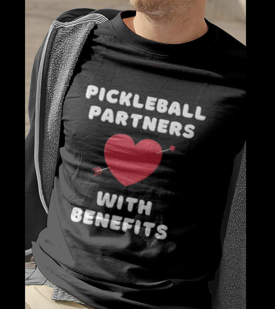 Pickleball Partners With Benefits Red Heart Pierced By Arrow T-Shirt