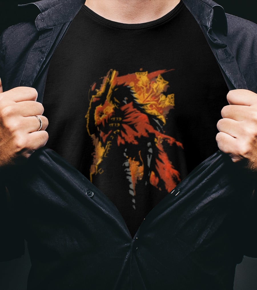 Hellsing Alucard Anime Red Cloak Gun Pose T-Shirt