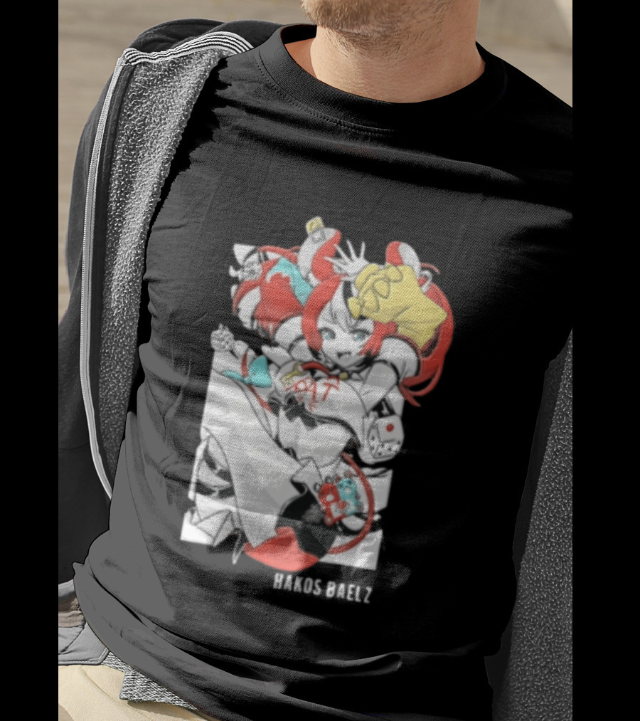 Hololive Hakos Baelz Anime Girl Red Hair Dice Playful Jumping T-Shirt