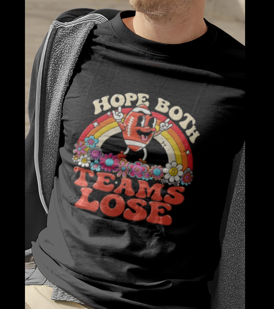 Hope Both Teams Lose Football Rainbow Flowers Cartoon T-Shirt