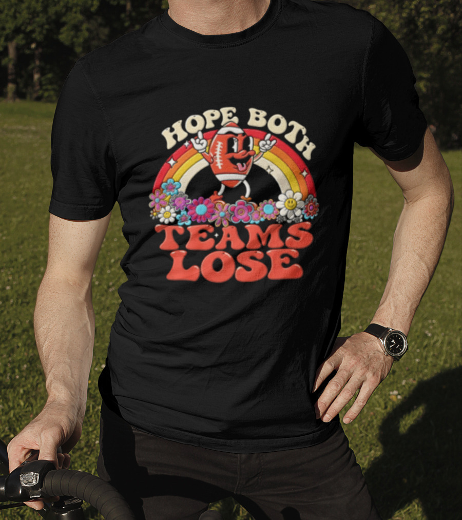 Hope Both Teams Lose Football Rainbow Flowers Cartoon T-Shirt